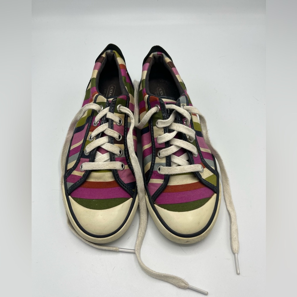 Coach Pink and Green Geometric Sneakers